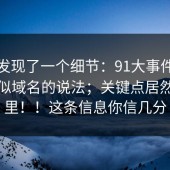 有人发现了一个细节：91大事件：关于相似域名的说法；关键点居然在这里！！这条信息你信几分