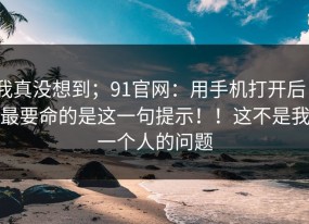 我真没想到；91官网：用手机打开后｜最要命的是这一句提示！！这不是我一个人的问题
