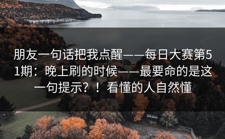 朋友一句话把我点醒——每日大赛第51期：晚上刷的时候——最要命的是这一句提示？！看懂的人自然懂