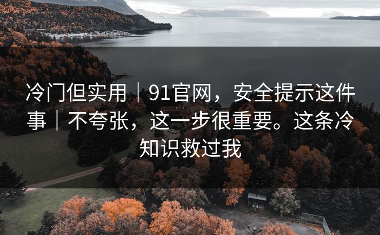 冷门但实用|91官网,安全提示这件事|不夸张,这一步很重要。这条冷知识救过我 冷门但实用|91官网,安全提示这件事|不夸张,这一步很重要。这条冷知识救过我