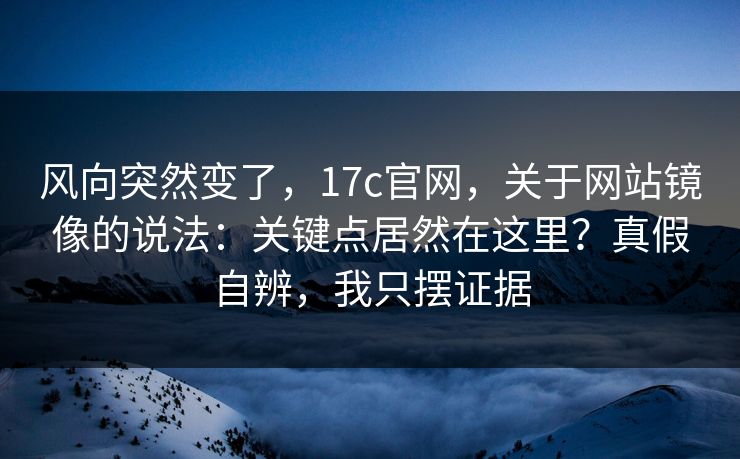 风向突然变了，17c官网，关于网站镜像的说法：关键点居然在这里？真假自辨，我只摆证据